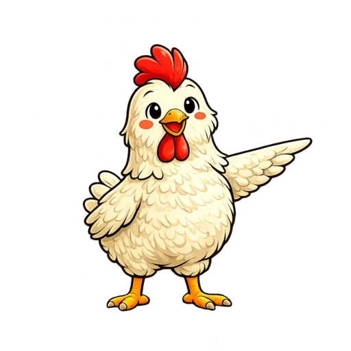 Ana, gallina mascota de Red Huevo señalando
