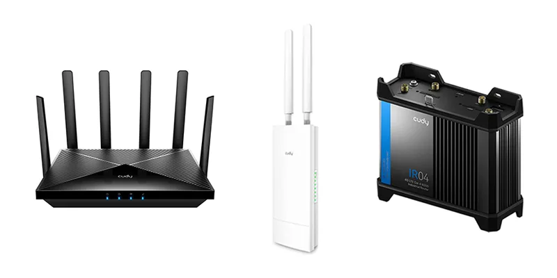Equipo profesional de Red Huevo: router interior, router exterior y router industrial con monitorización